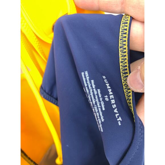 Summersalt The Swan Dive One Piece Swimsuit Womens 10 Yellow Blue Cutouts - Picture 4 of 5